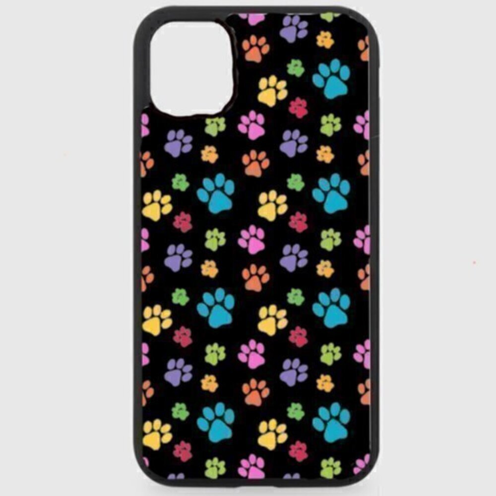 Black Rainbow Paw Print Phone Case